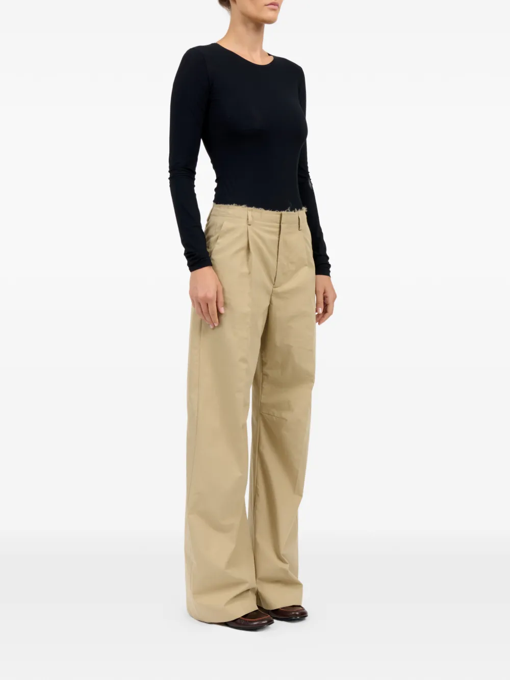 MM6 Maison Margiela Broek met riemlussen en wijde pijpen Beige