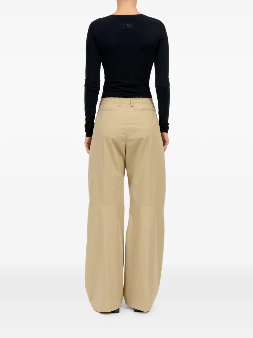 MM6 Maison Margiela Broek met riemlussen en wijde pijpen Beige