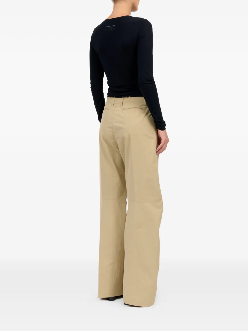 MM6 Maison Margiela Broek met riemlussen en wijde pijpen Beige