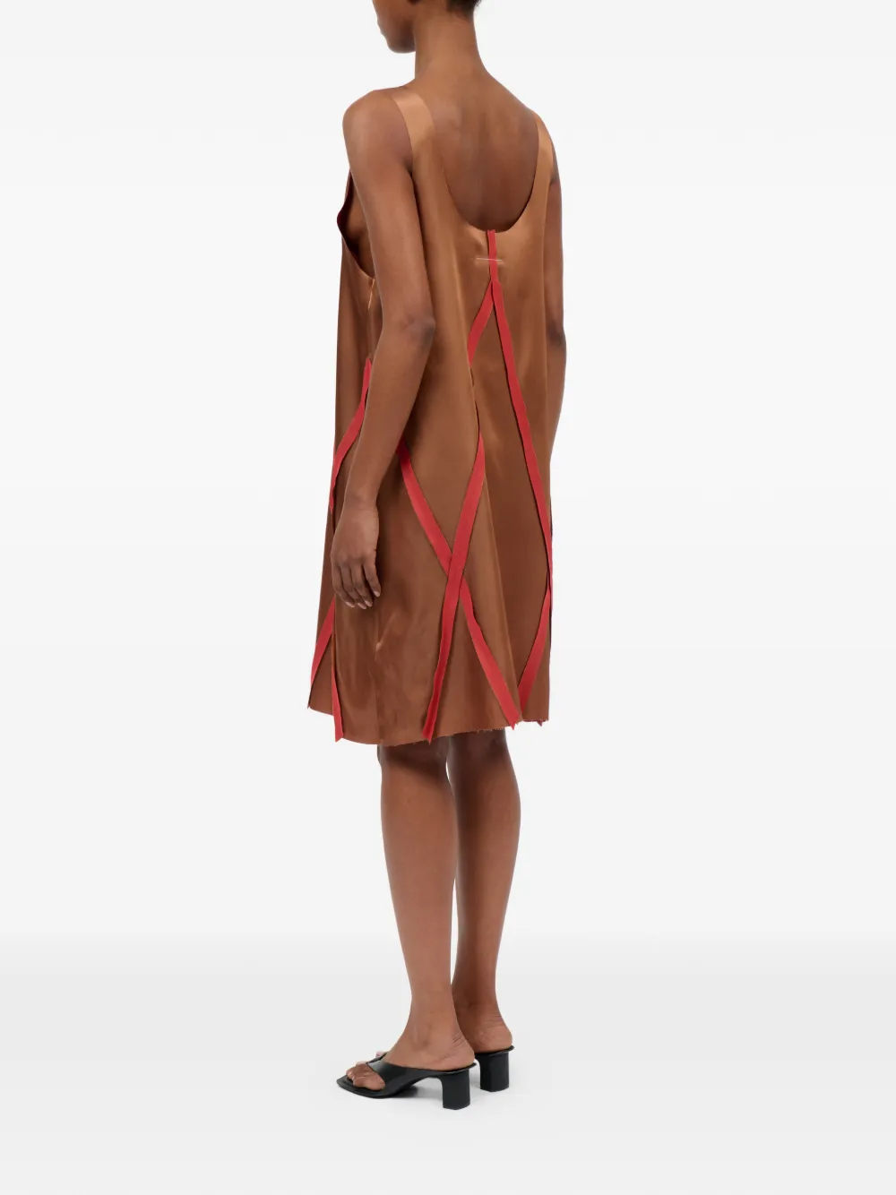 MM6 Maison Margiela Mini-jurk met V-hals en vlakken Bruin