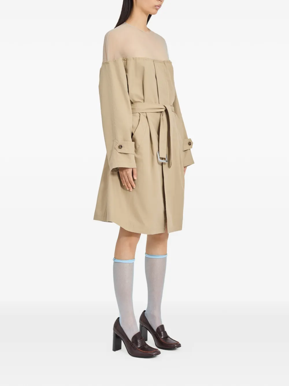 MM6 Maison Margiela Midi-jurk met lange mouwen Bruin