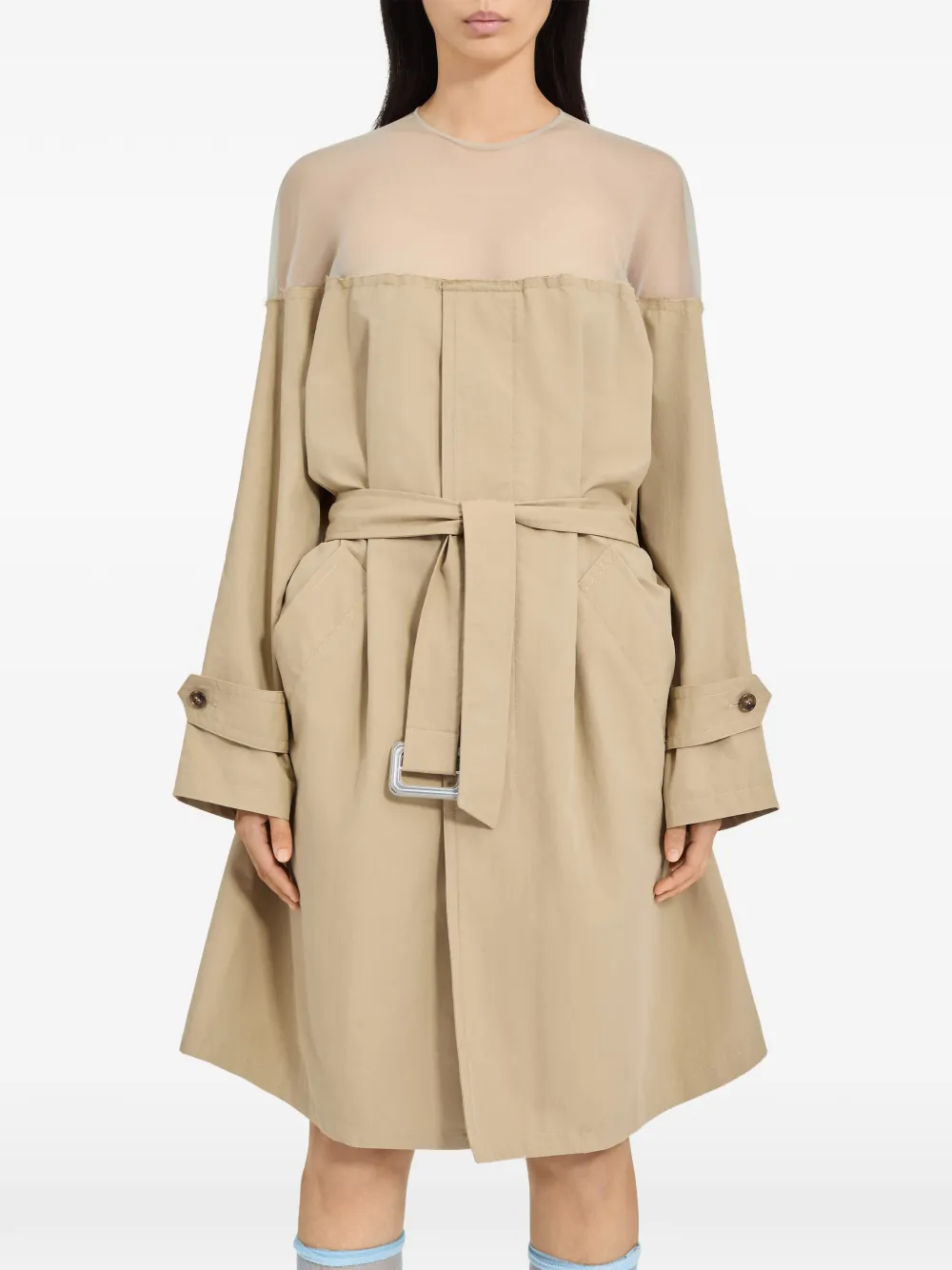 MM6 Maison Margiela Midi-jurk met lange mouwen Bruin