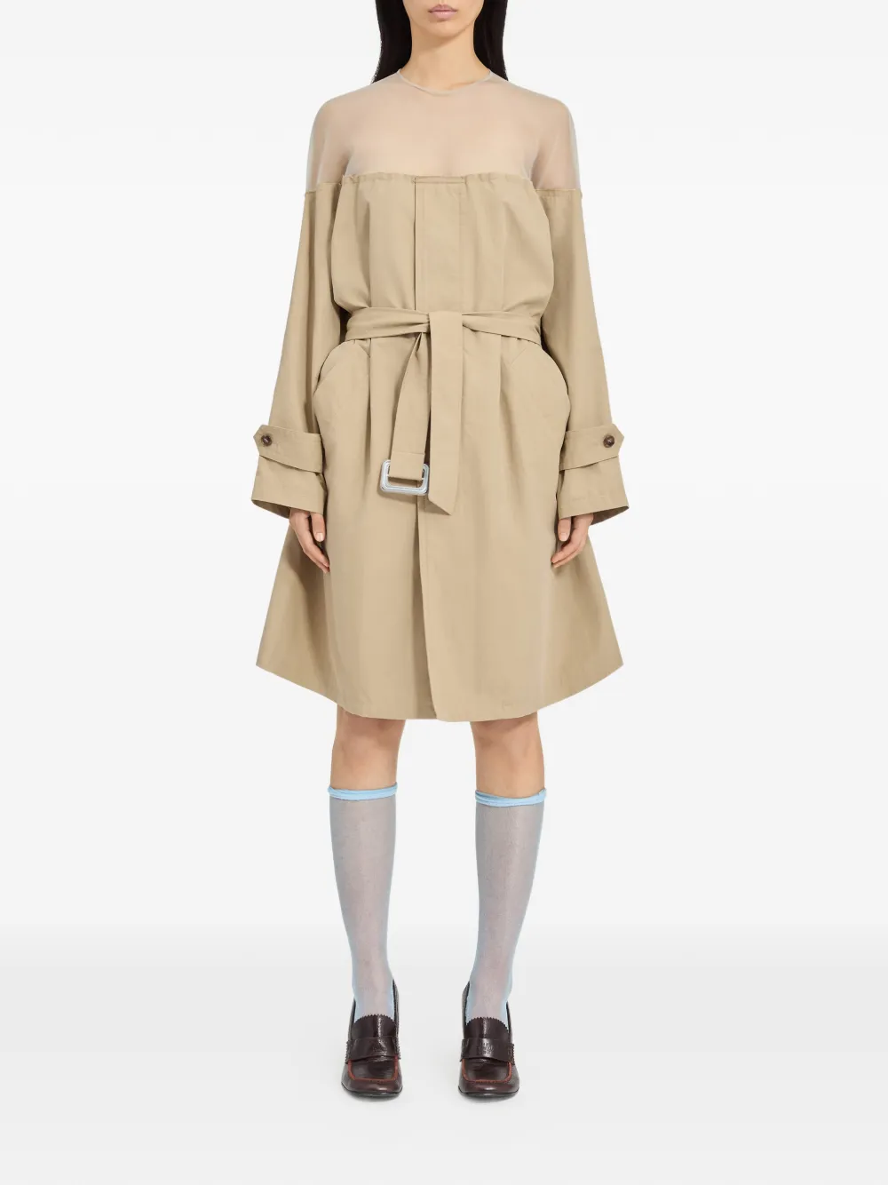 MM6 Maison Margiela Midi-jurk met lange mouwen Bruin