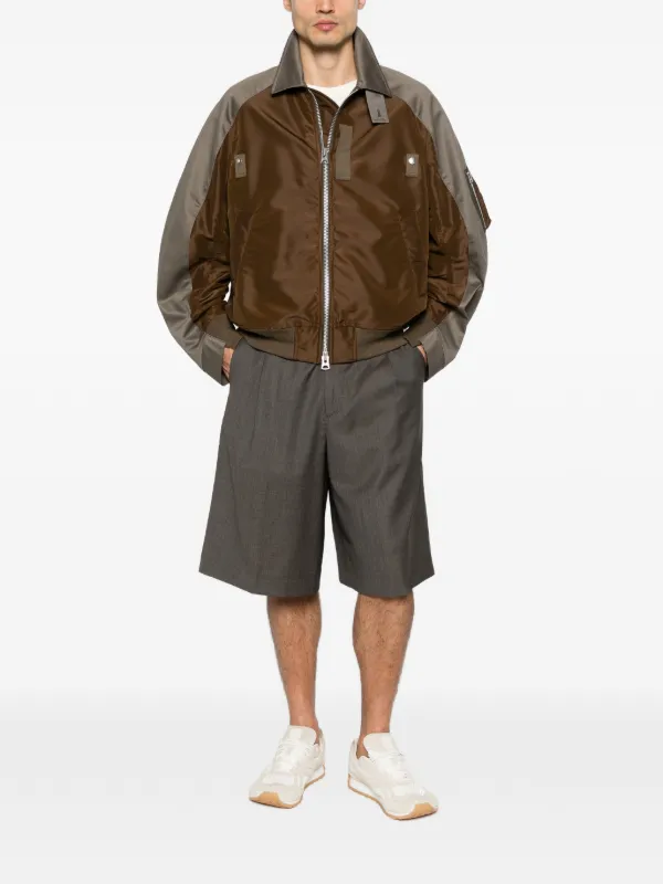 Sacai ジップアップ ジャケット | ブラウン | FARFETCH JP