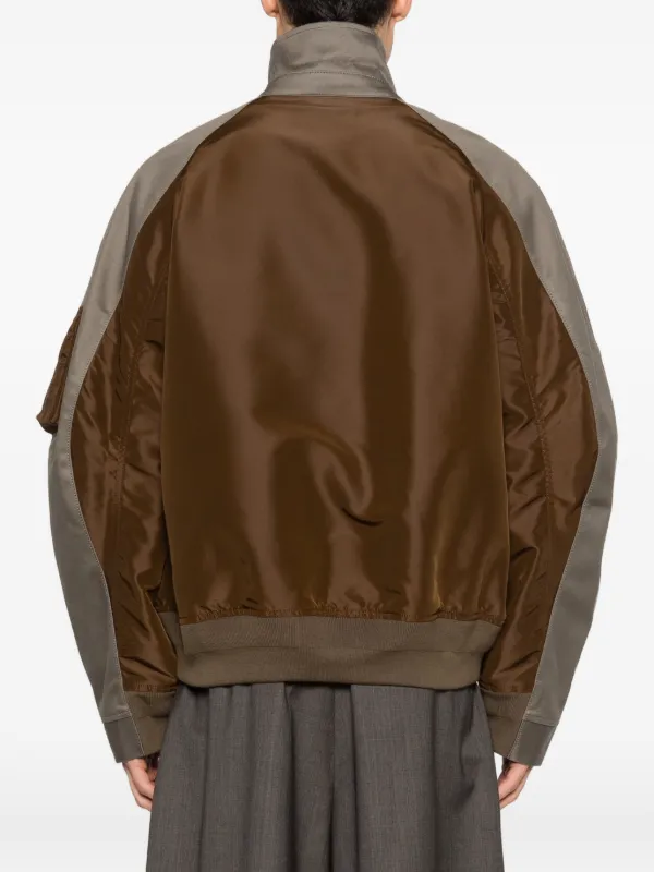 Sacai ジップアップ ジャケット | ブラウン | FARFETCH JP