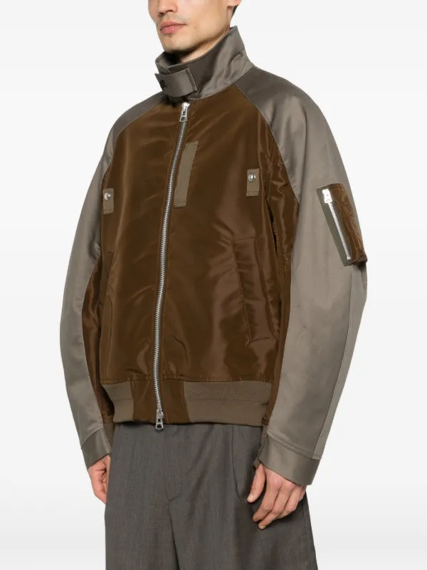 セール中！！　 ジップアップジャケット クリーム/ブラウン Sacai ジップアップ ジャケット | ブラウン | FARFETCH JP