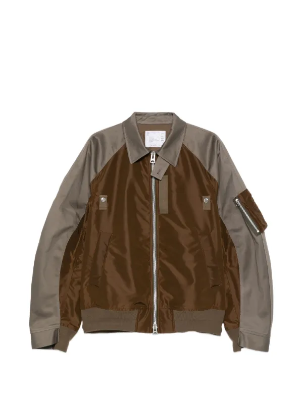 Sacai ジップアップ ジャケット | ブラウン | FARFETCH JP