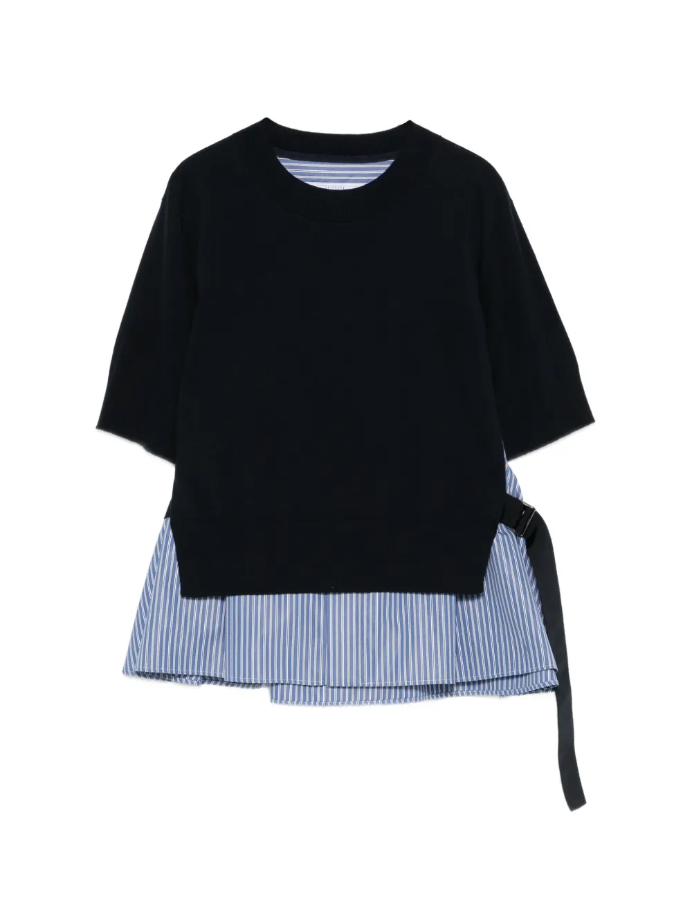 sacai striped detail top - Blu
