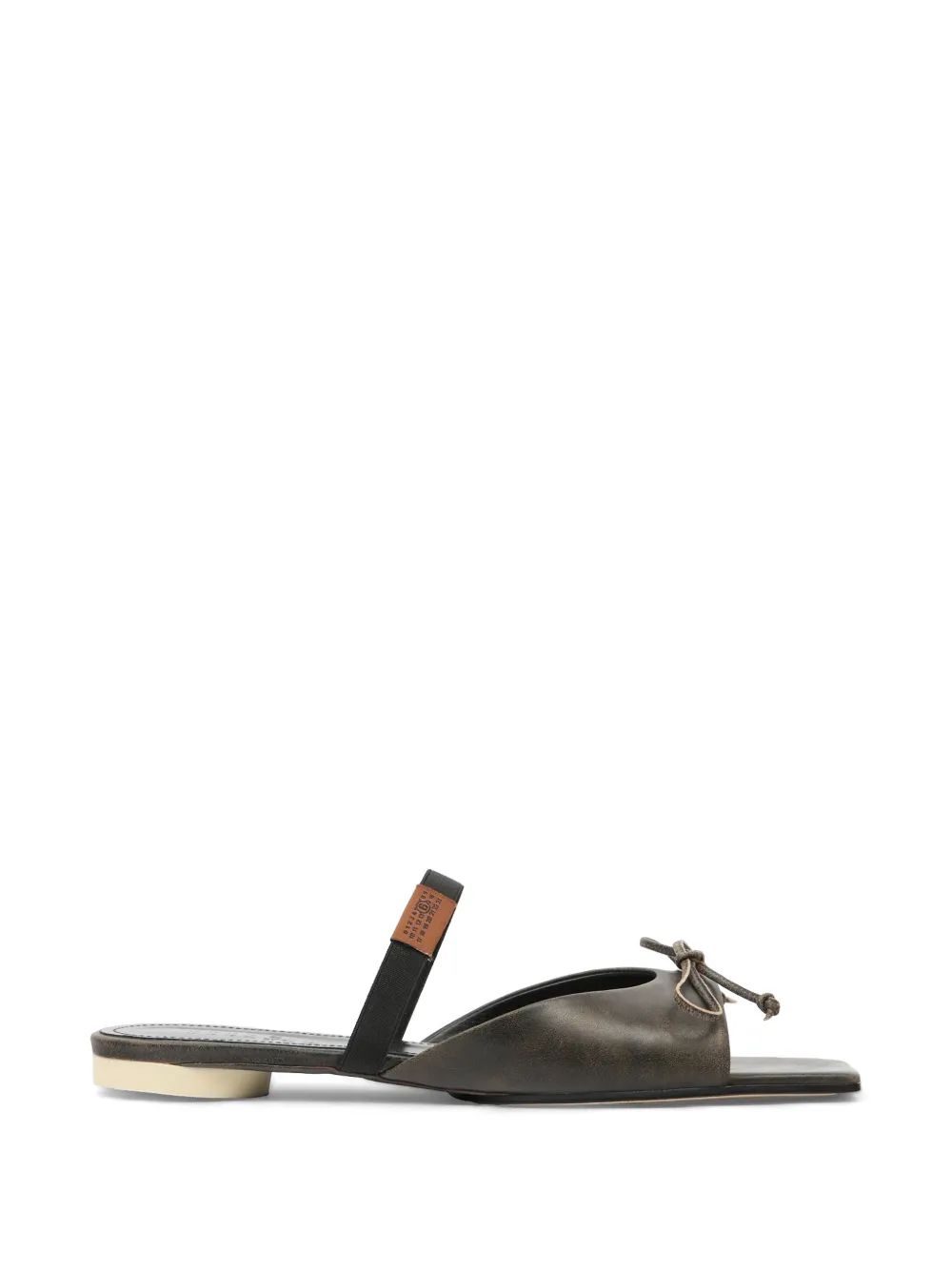 MM6 Maison Margiela square bow leather sandals Bruin