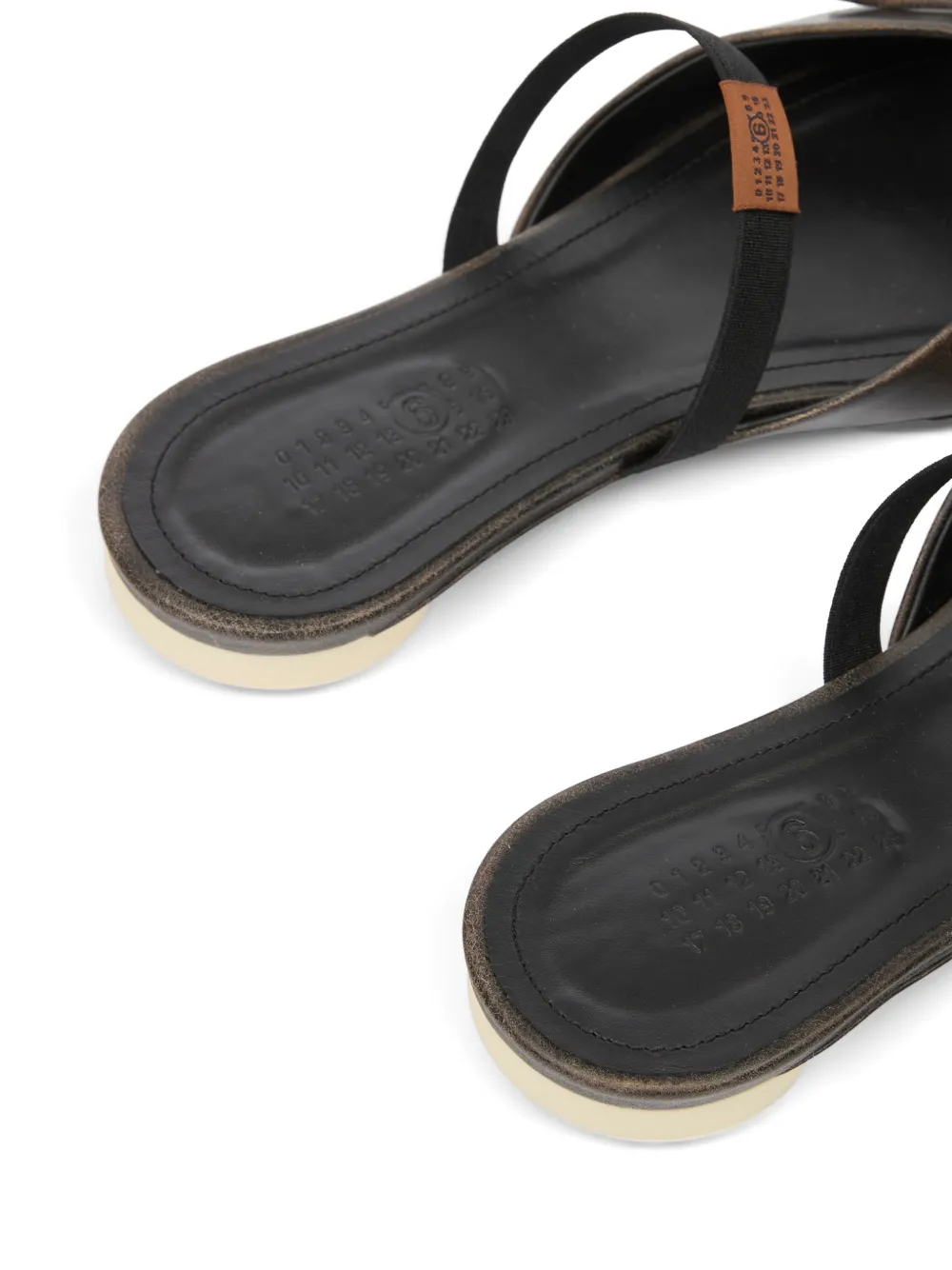 MM6 Maison Margiela square bow leather sandals Bruin