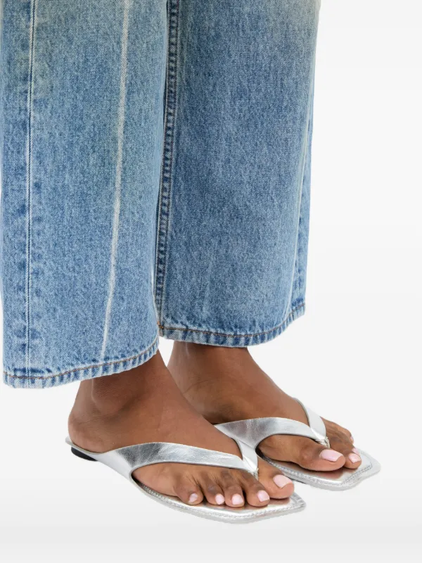 MM6 Maison Margiela Anatomic Leather Flip Flops | Silver | FARFETCH