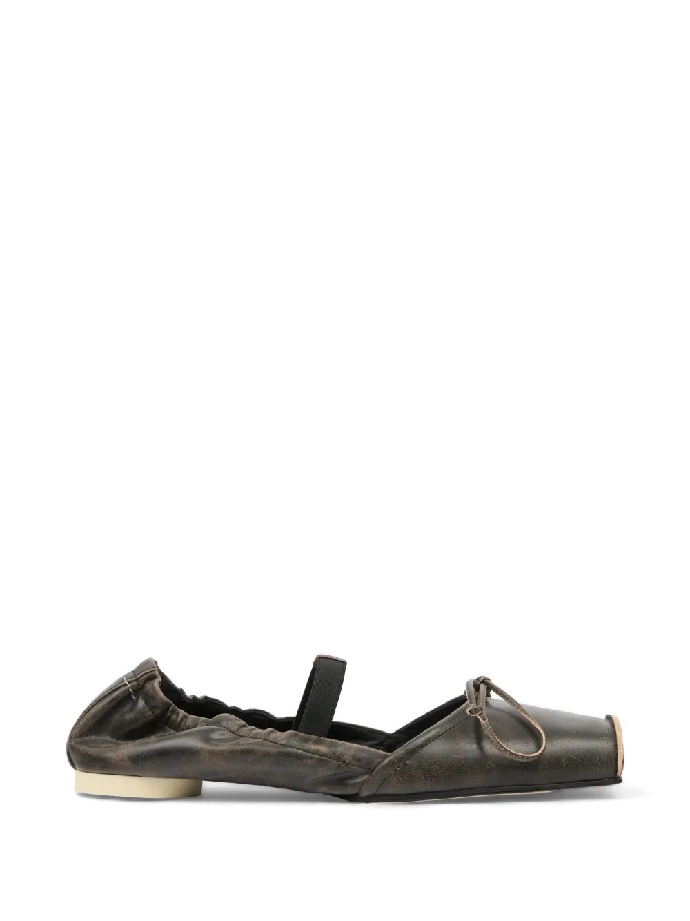 MM6 Maison Margiela square toe bow ballerina shoes - Marrone