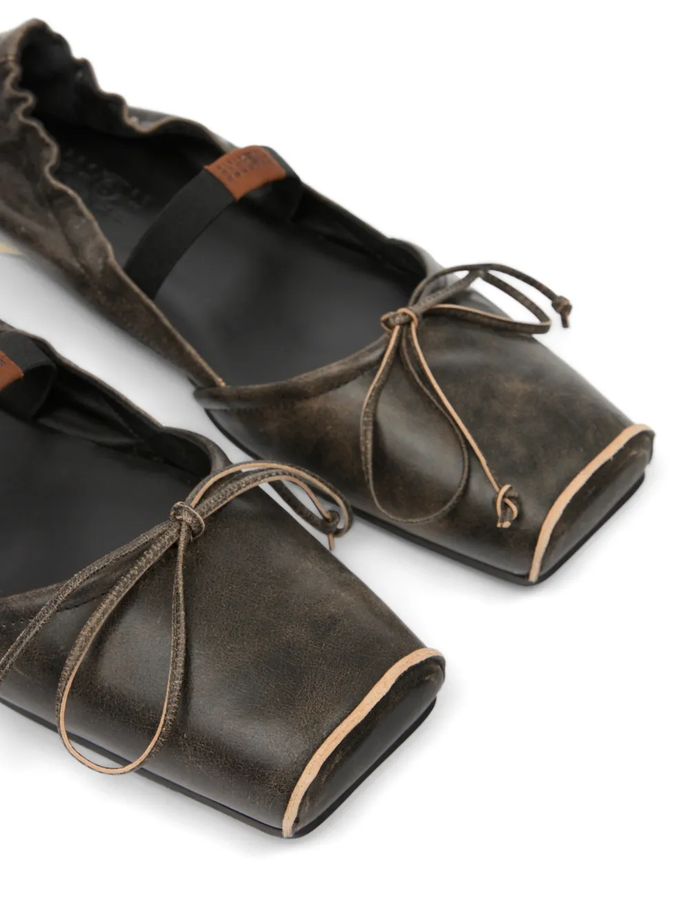 MM6 Maison Margiela square toe bow ballerina shoes Bruin