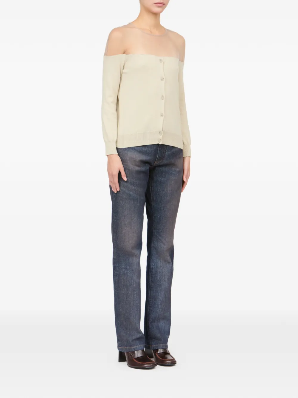 MM6 Maison Margiela Doorzichtig gebreid vest Beige