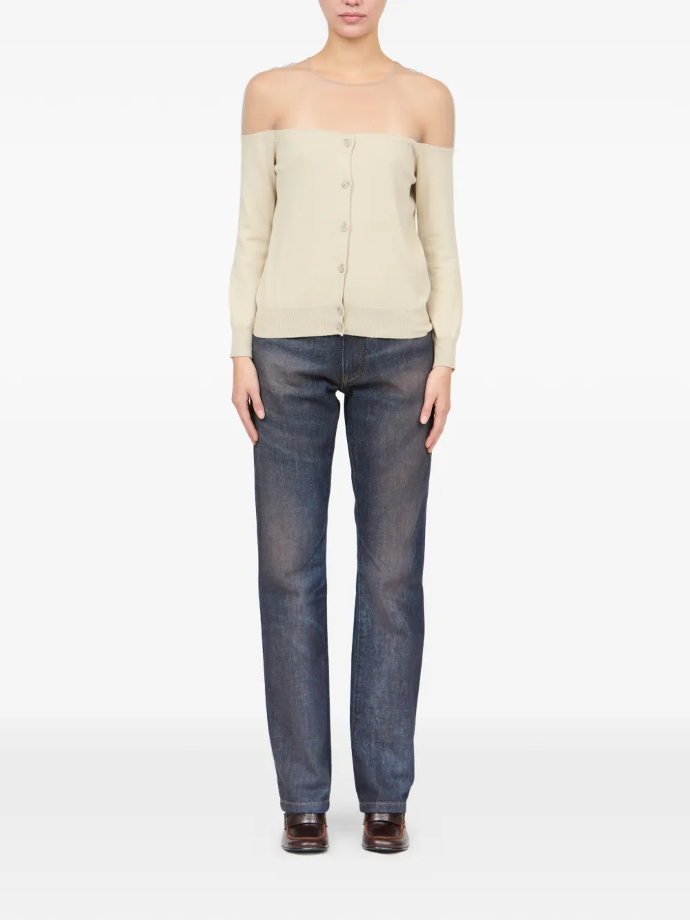 MM6 Maison Margiela Doorzichtig gebreid vest Beige