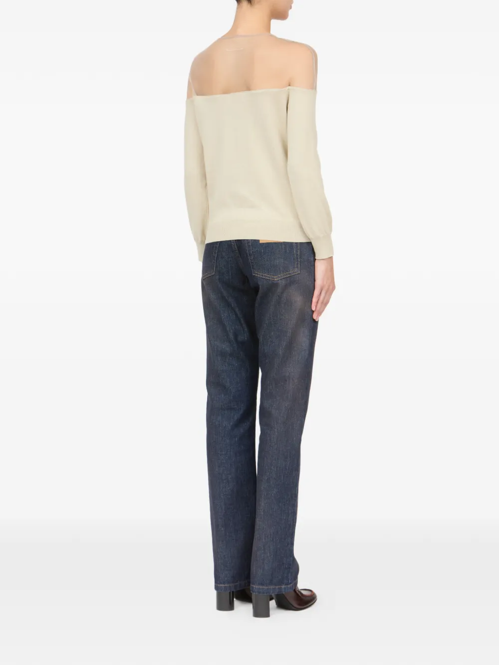 MM6 Maison Margiela Doorzichtig gebreid vest Beige