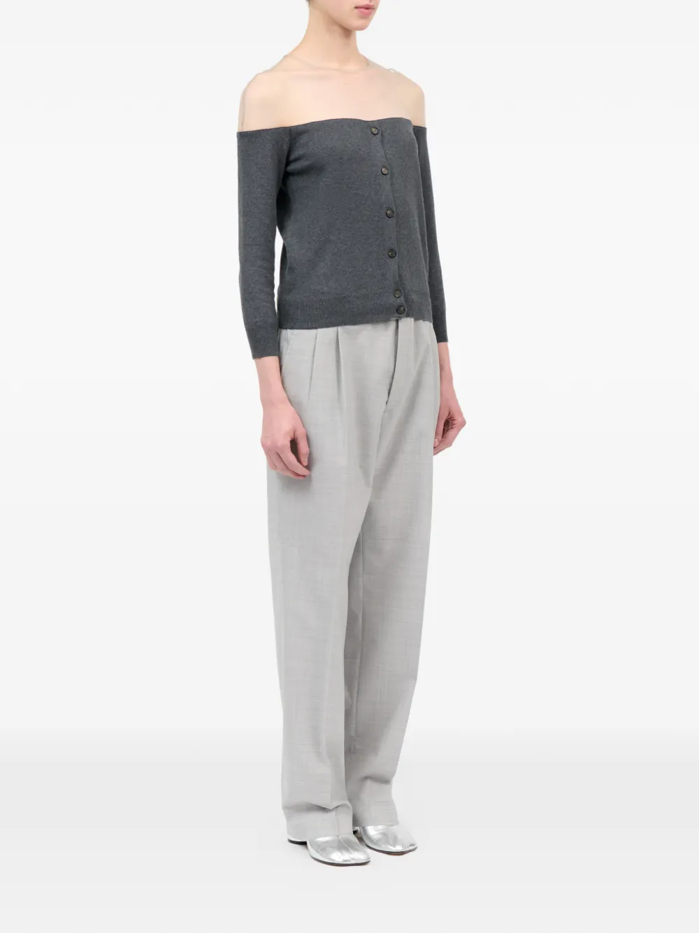 MM6 Maison Margiela Doorzichtig gebreid vest Grijs