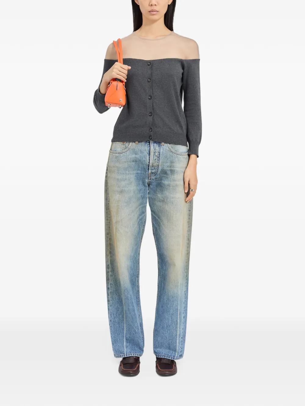 MM6 Maison Margiela Sheer-Cardigan - Grau