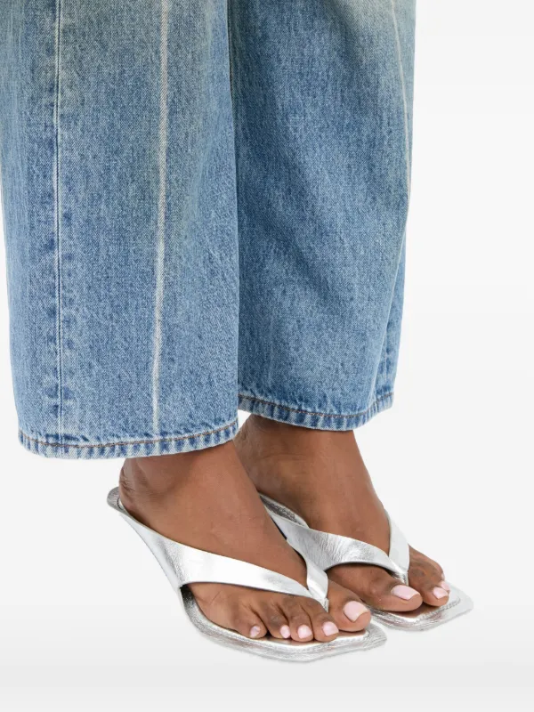MM6 Maison Margiela Anatomic Leather Flip Flop Mules | Silver