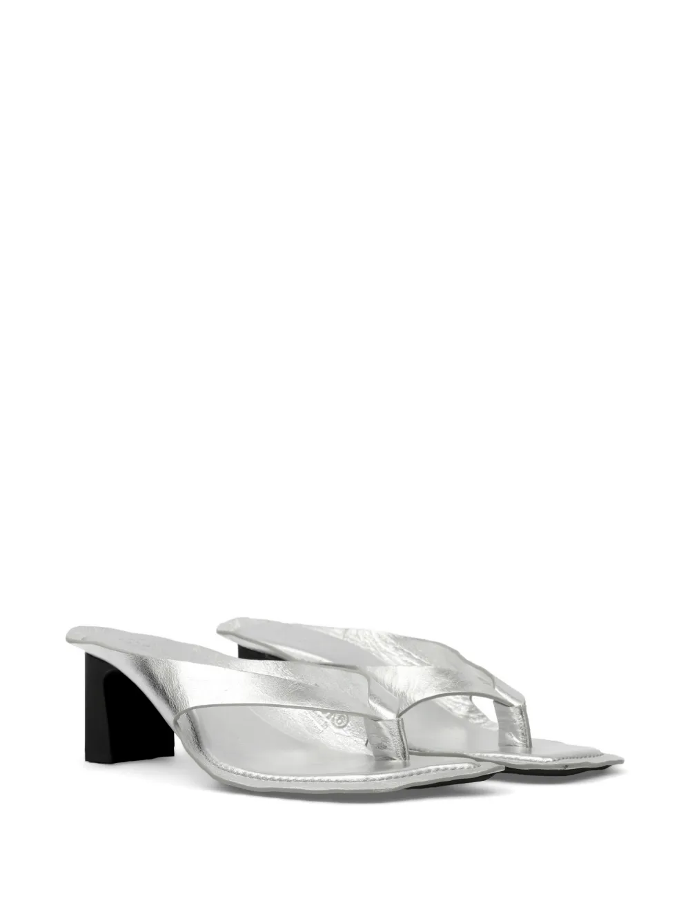 MM6 Maison Margiela Gelamineerde leren teenslippers Zilver