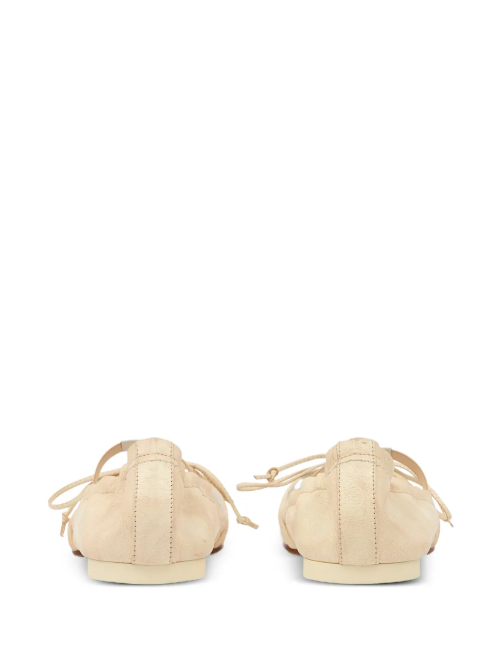 MM6 Maison Margiela Leren ballerina's met vierkante neus Beige