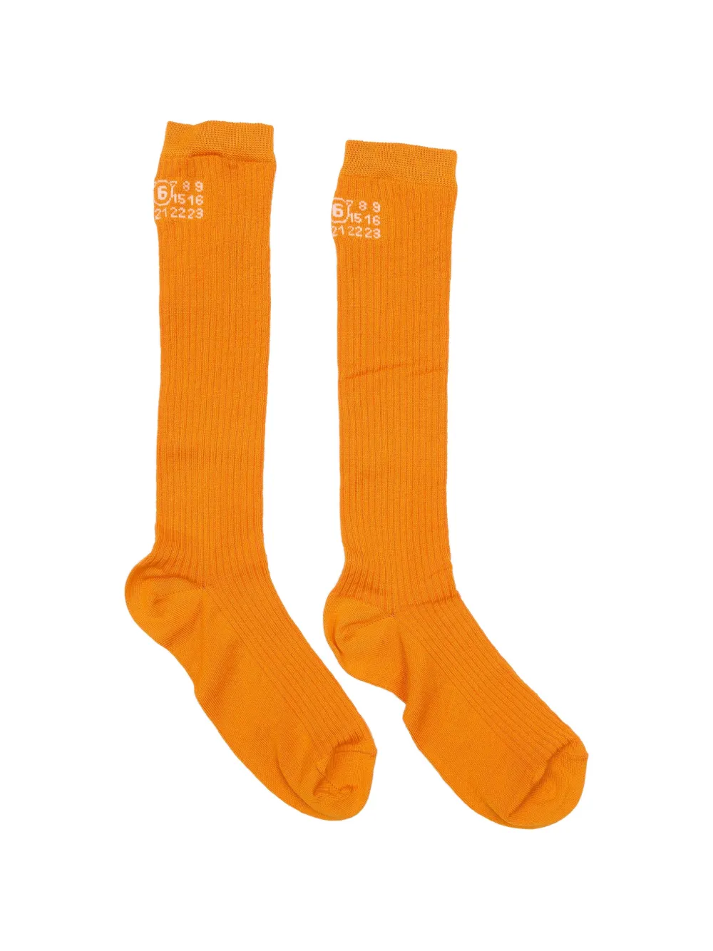 MM6 Maison Margiela ribbed logo socks - Arancione