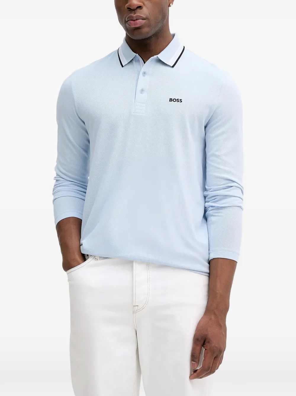 BOSS long-sleeve polo shirt - Blu