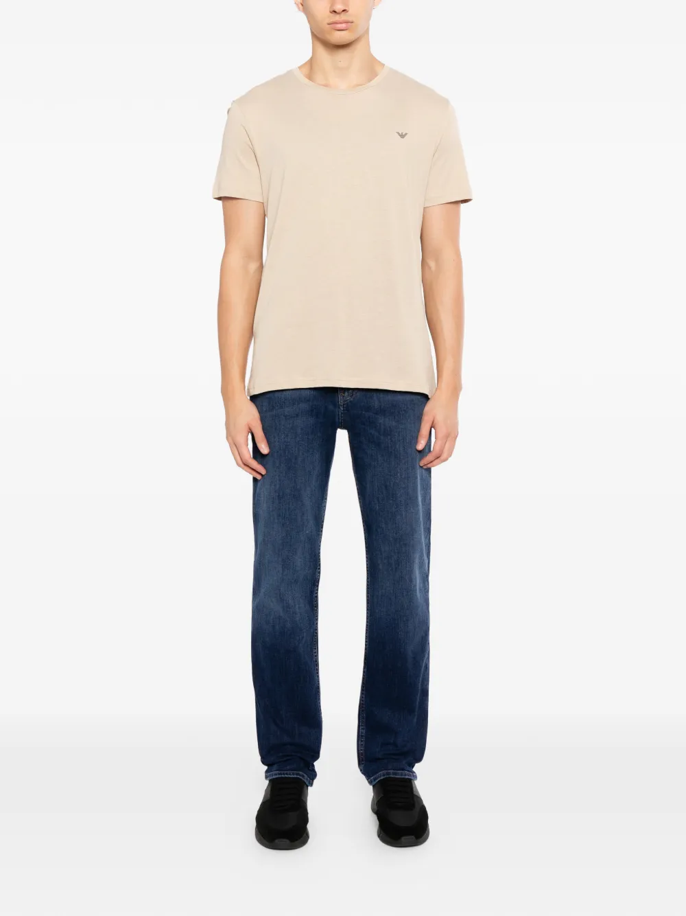 Emporio Armani T-shirt met logoprint Beige