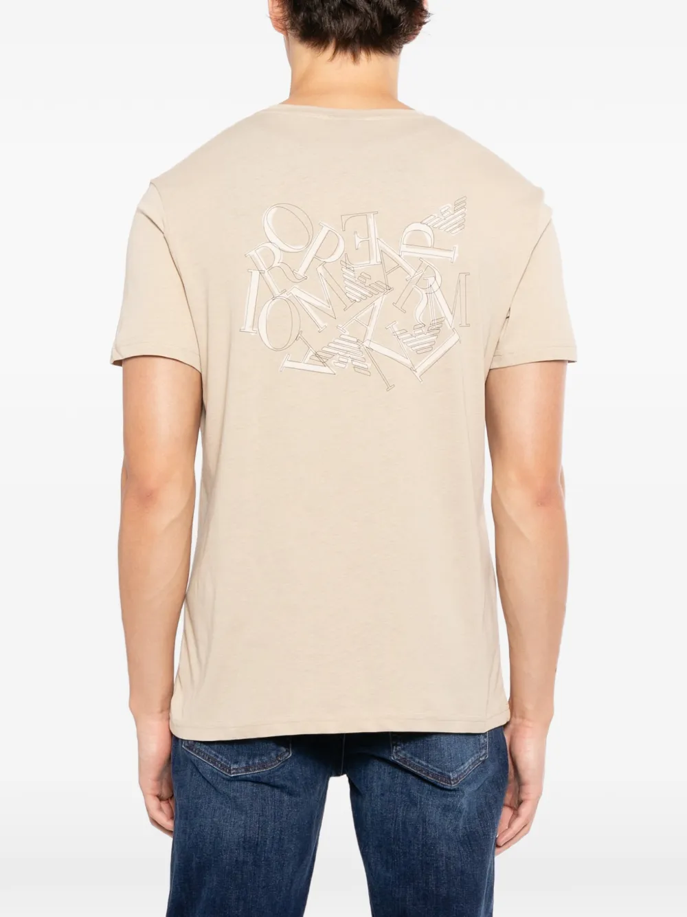 Emporio Armani T-shirt met logoprint Beige
