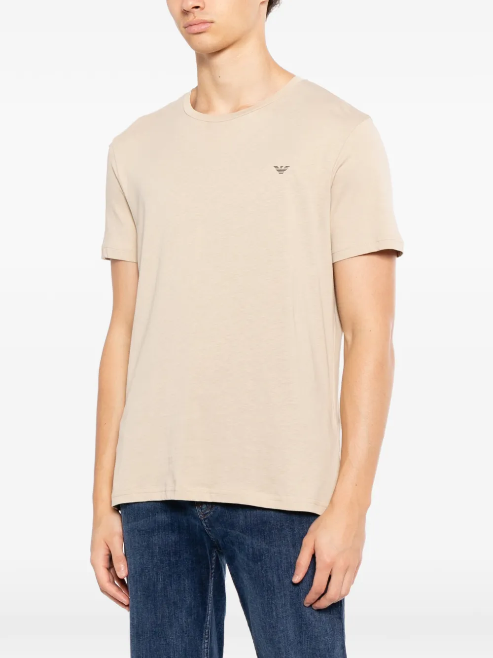 Emporio Armani T-shirt met logoprint Beige