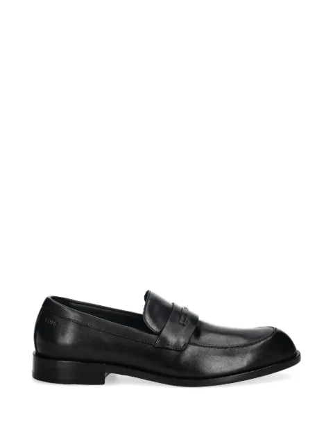BOSS metal-finish leather loafers