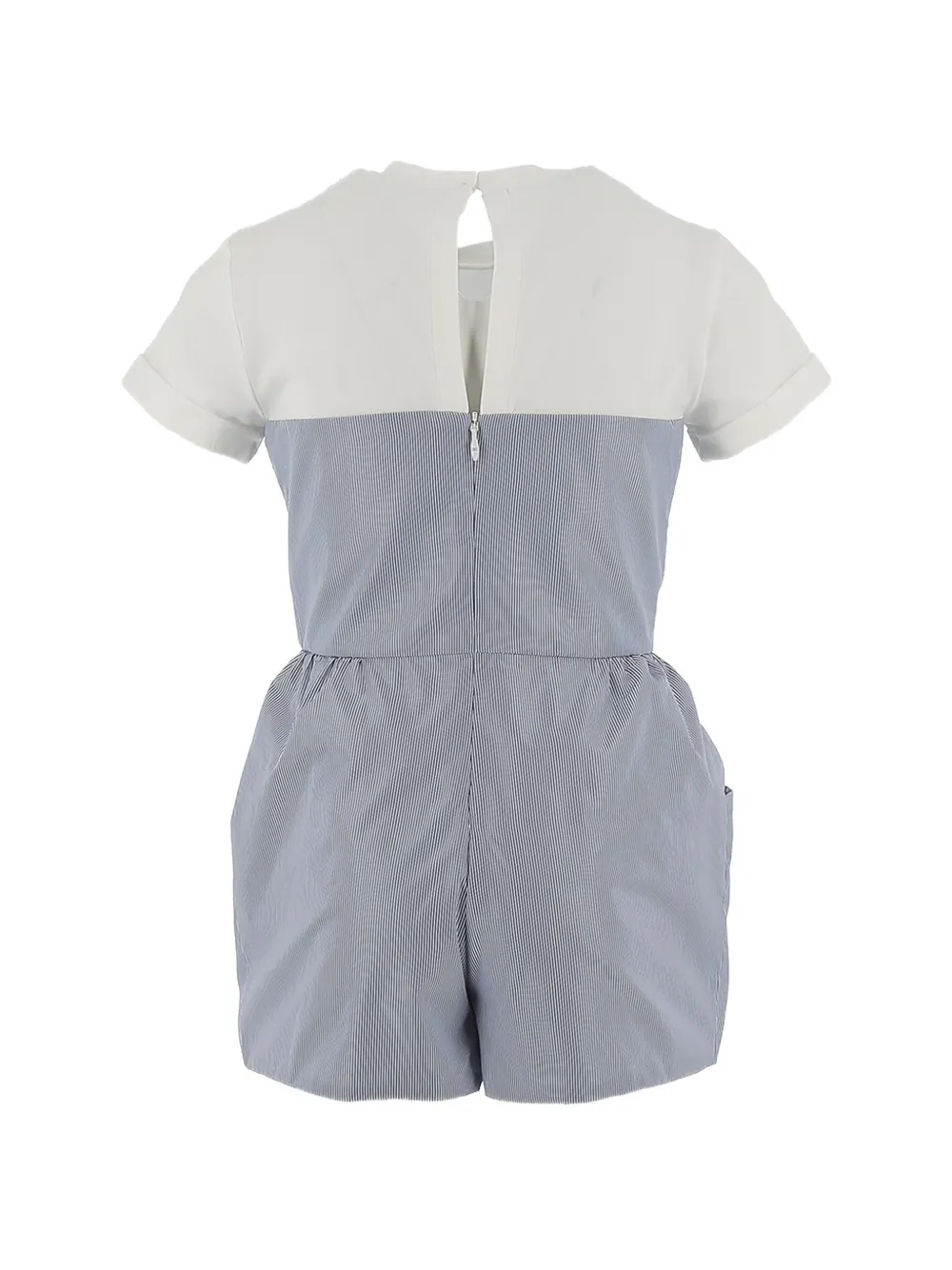 Elisabetta Franchi La Mia Bambina Gestreepte romper met strik Blauw