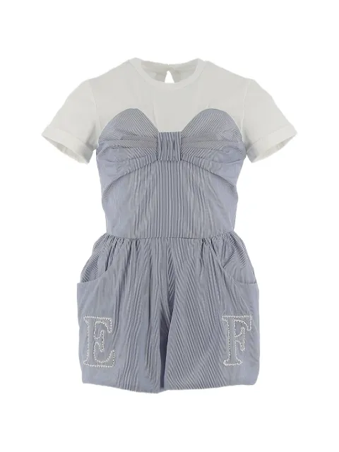 Elisabetta Franchi La Mia Bambina bow striped playsuit
