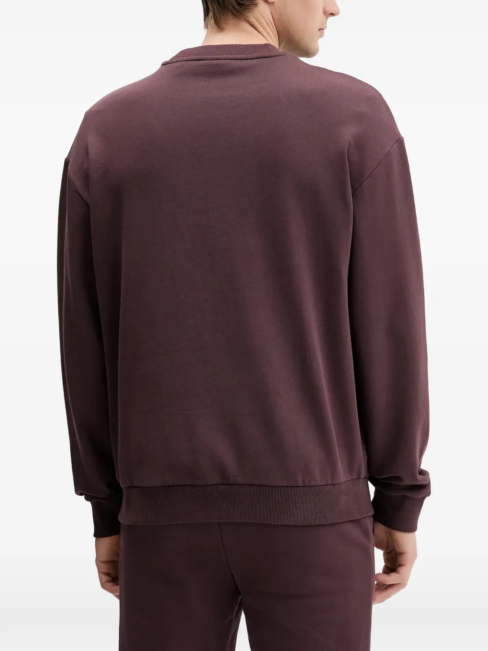 HUGO Sweater met logopatch en ronde hals Bruin