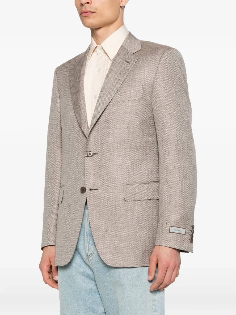 Canali Blazer met textuur Beige
