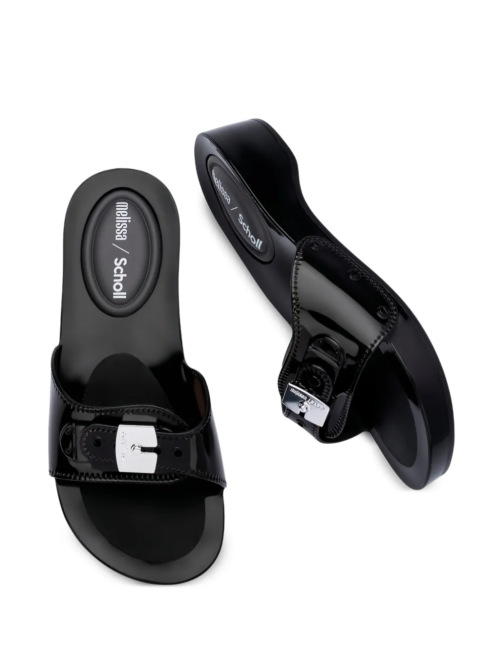 Melissa x Scholl slippers met percura hak Zwart