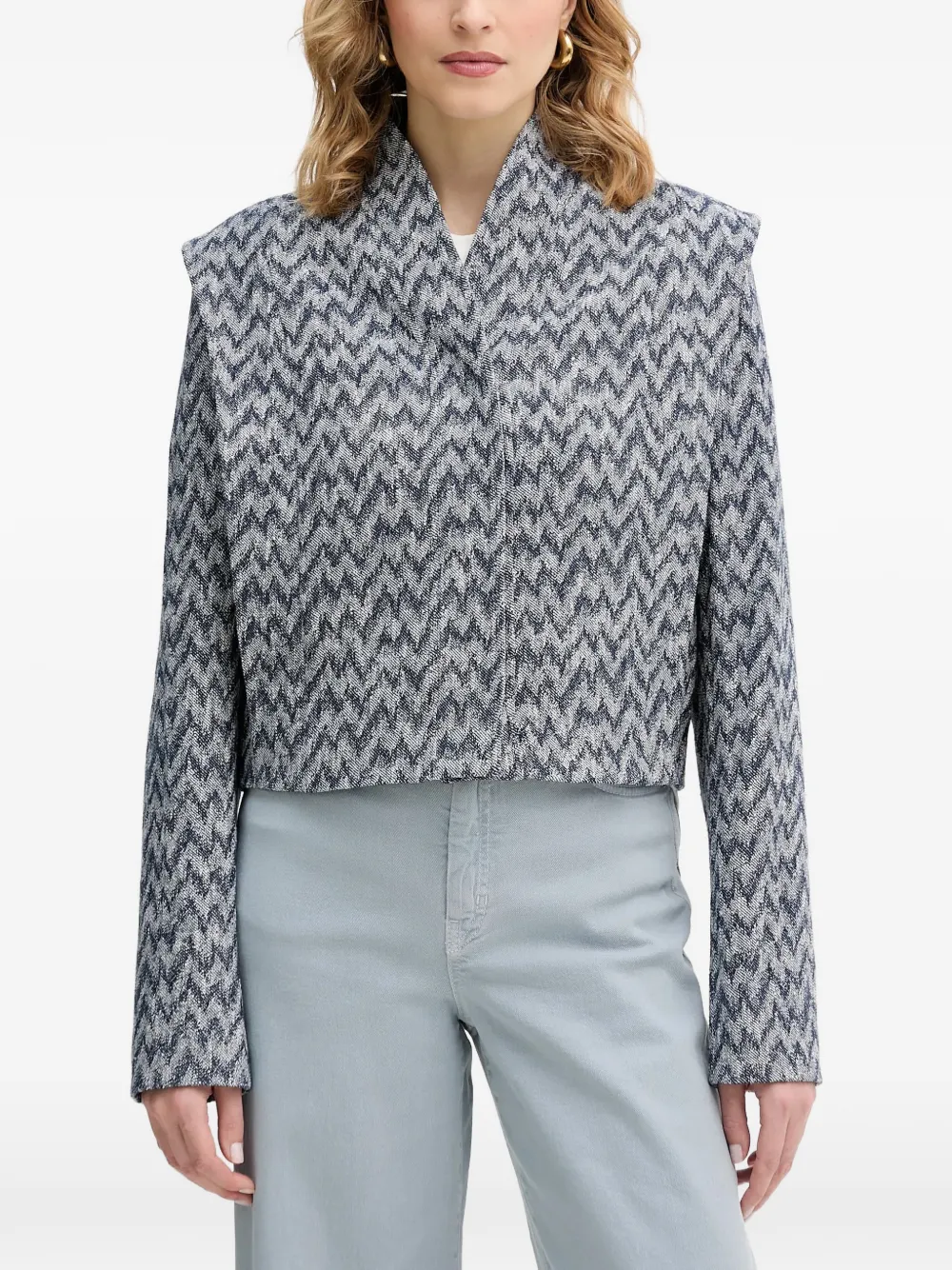 BOSS Jakelina chevron shoulder-pad jacket - Blu