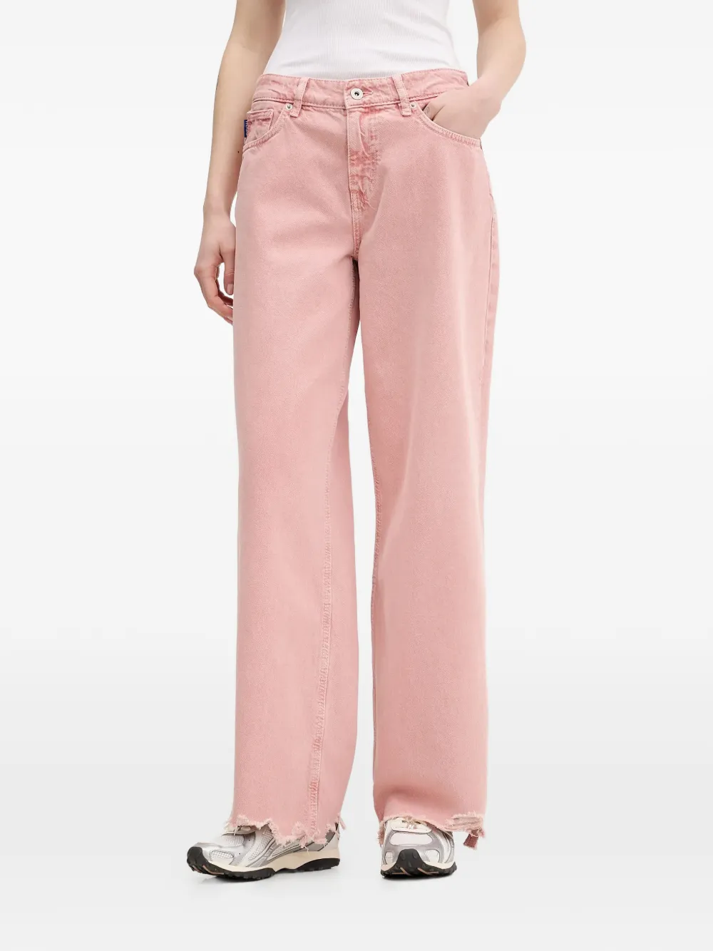 HUGO Gamala frayed denim jeans - Rosa