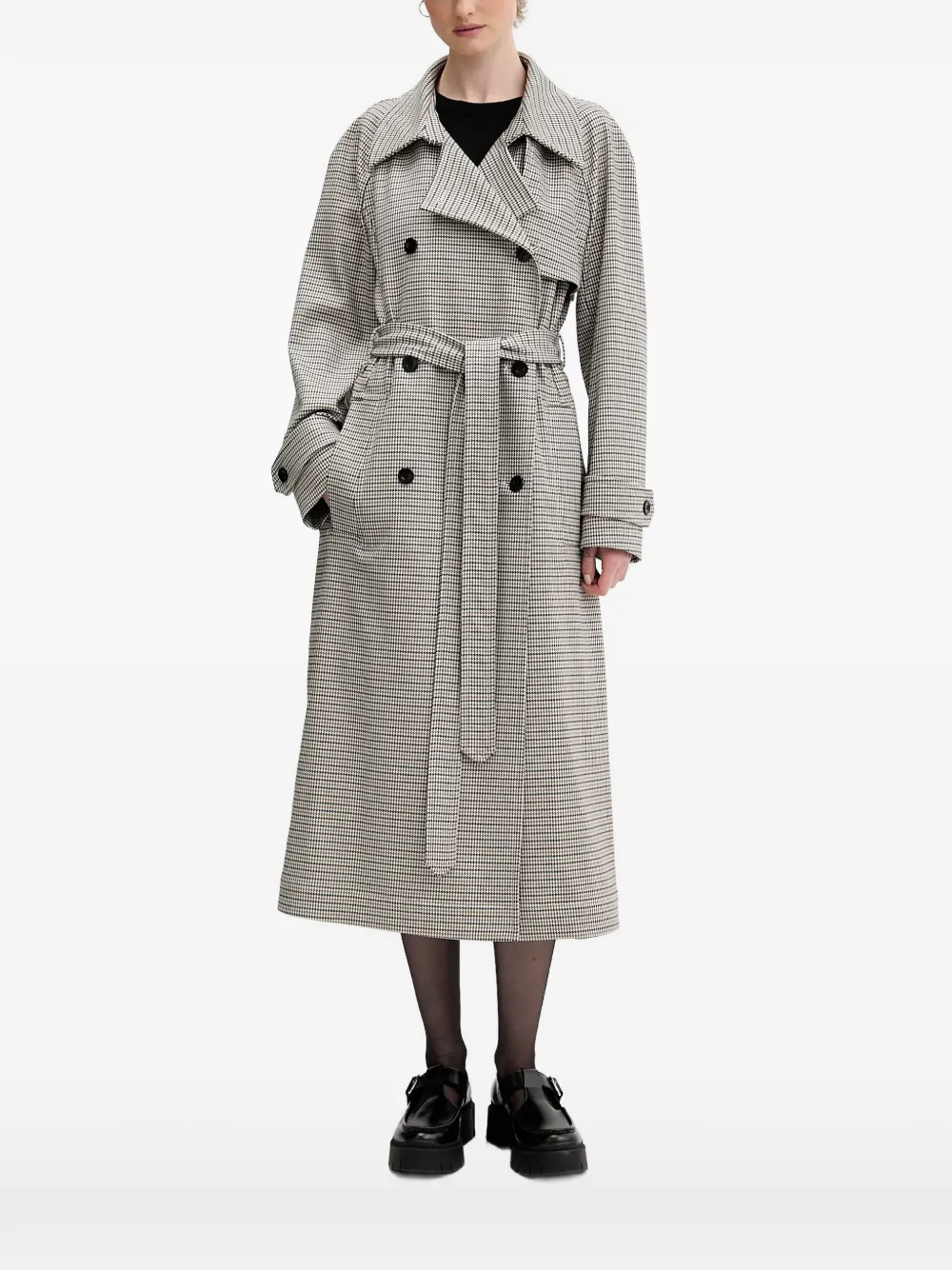 HUGO Mesilla double-breasted checked coat - Nero