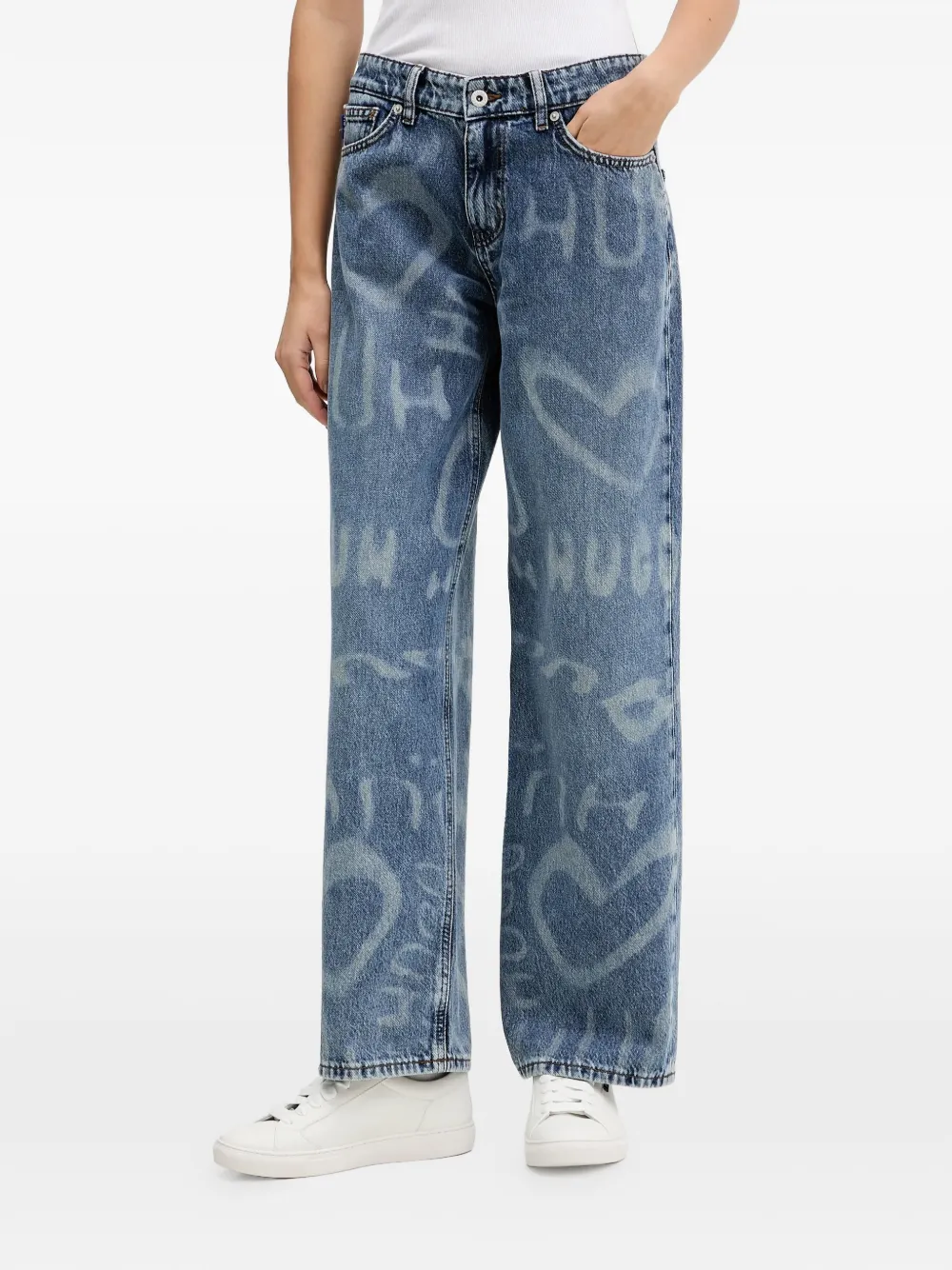 HUGO Gamala printed denim jeans - Blu