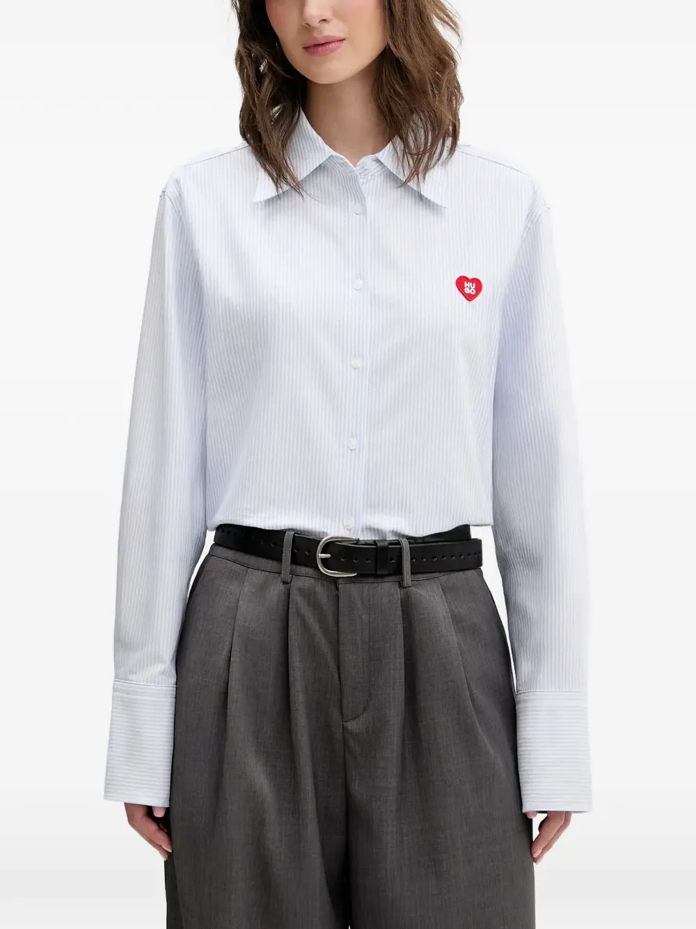 HUGO Erselia cotton shirt - Blu