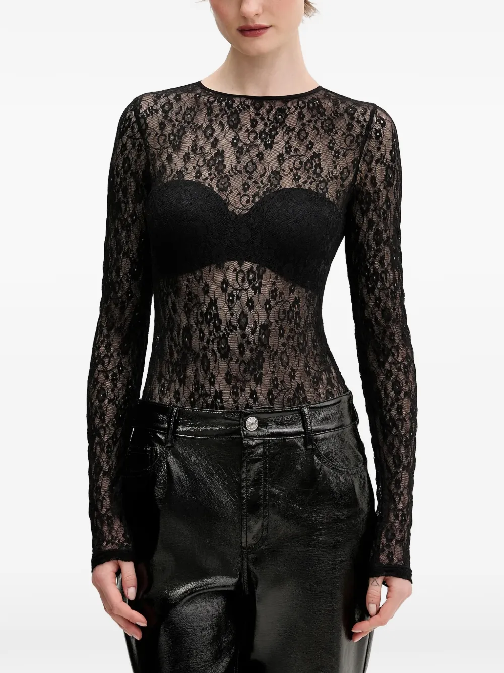 HUGO Dulietta laced long-sleeves top - Nero