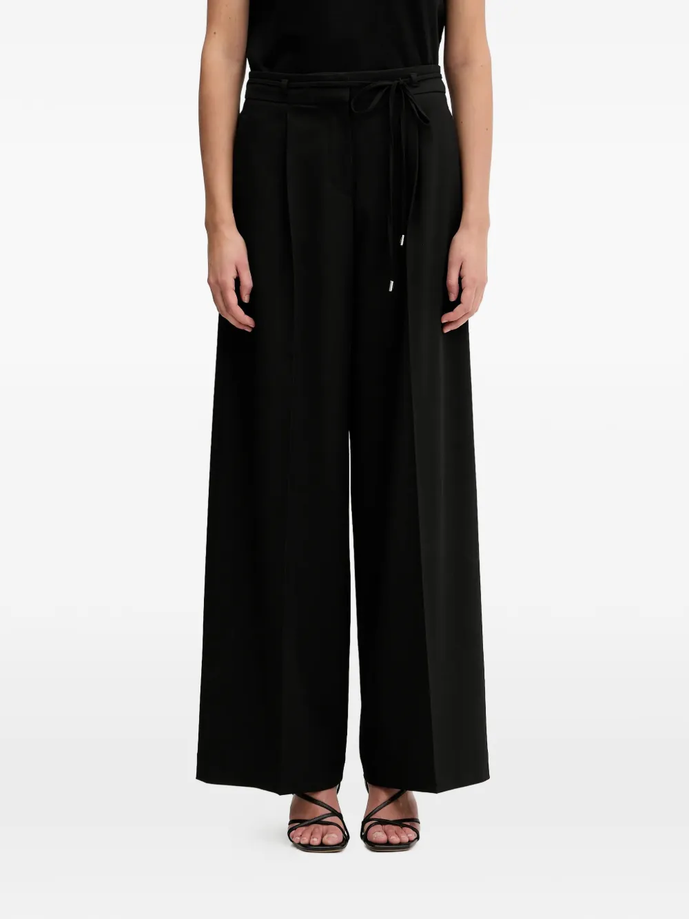 HUGO Haminde drawstring-detail wide-leg trousers - Nero