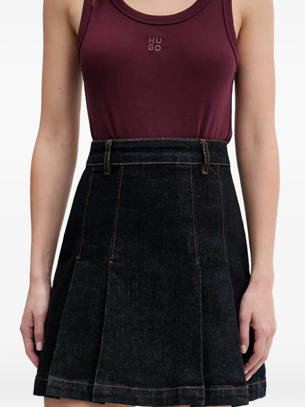  Hugo Gerelise Pleated Denim Mini Skirt - Blue 