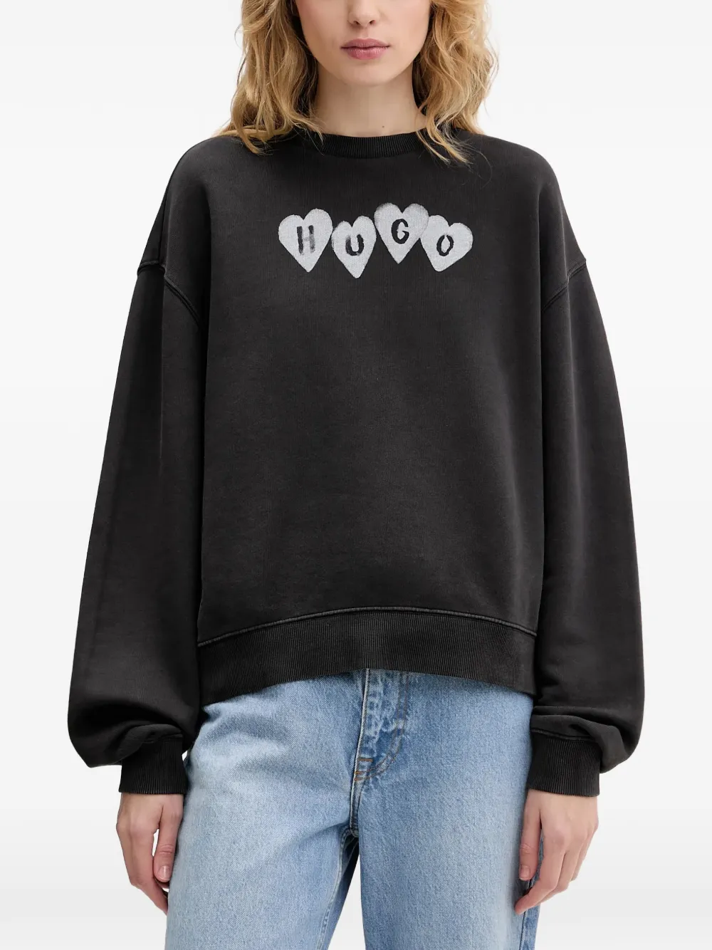 HUGO heart-motif sweatshirt - Nero