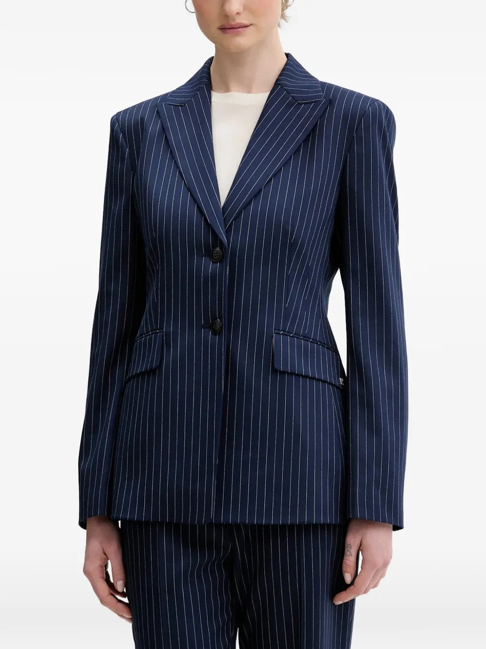 HUGO pinstripe tailored blazer - Blu