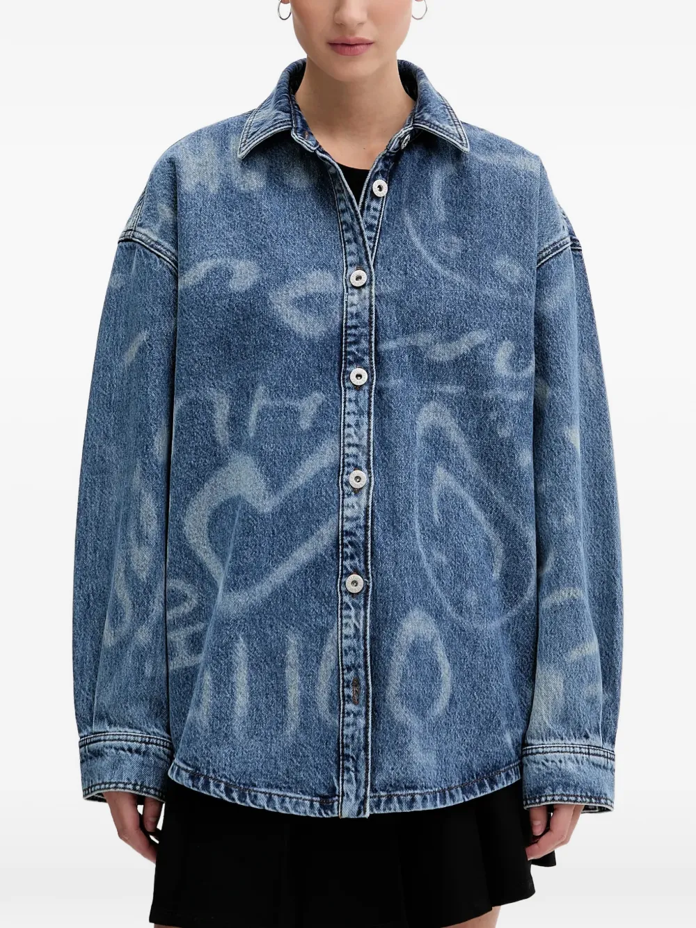 HUGO buttoned patterned shirt - Blu