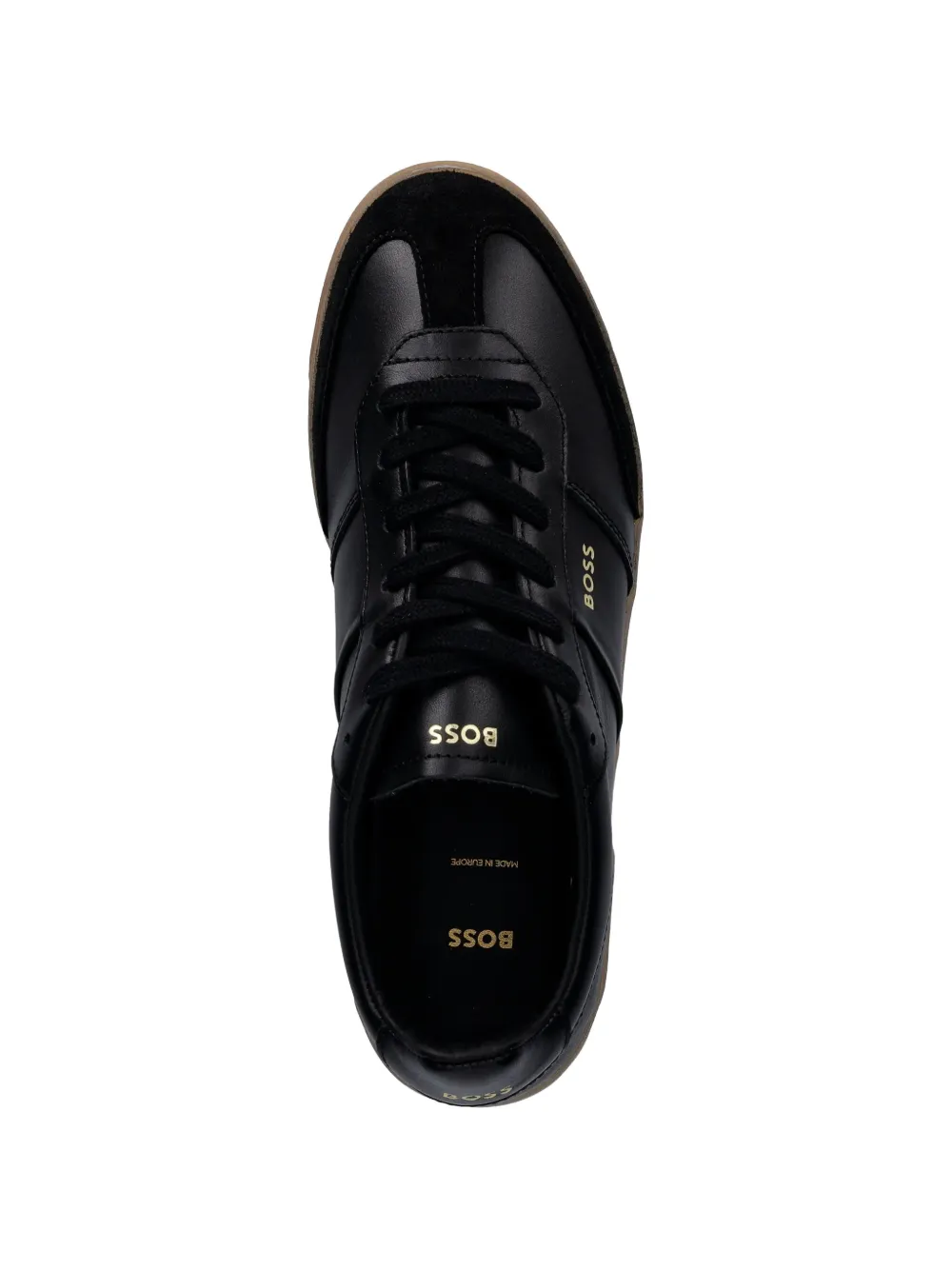 BOSS Brenta suède sneakers met vlakken Zwart