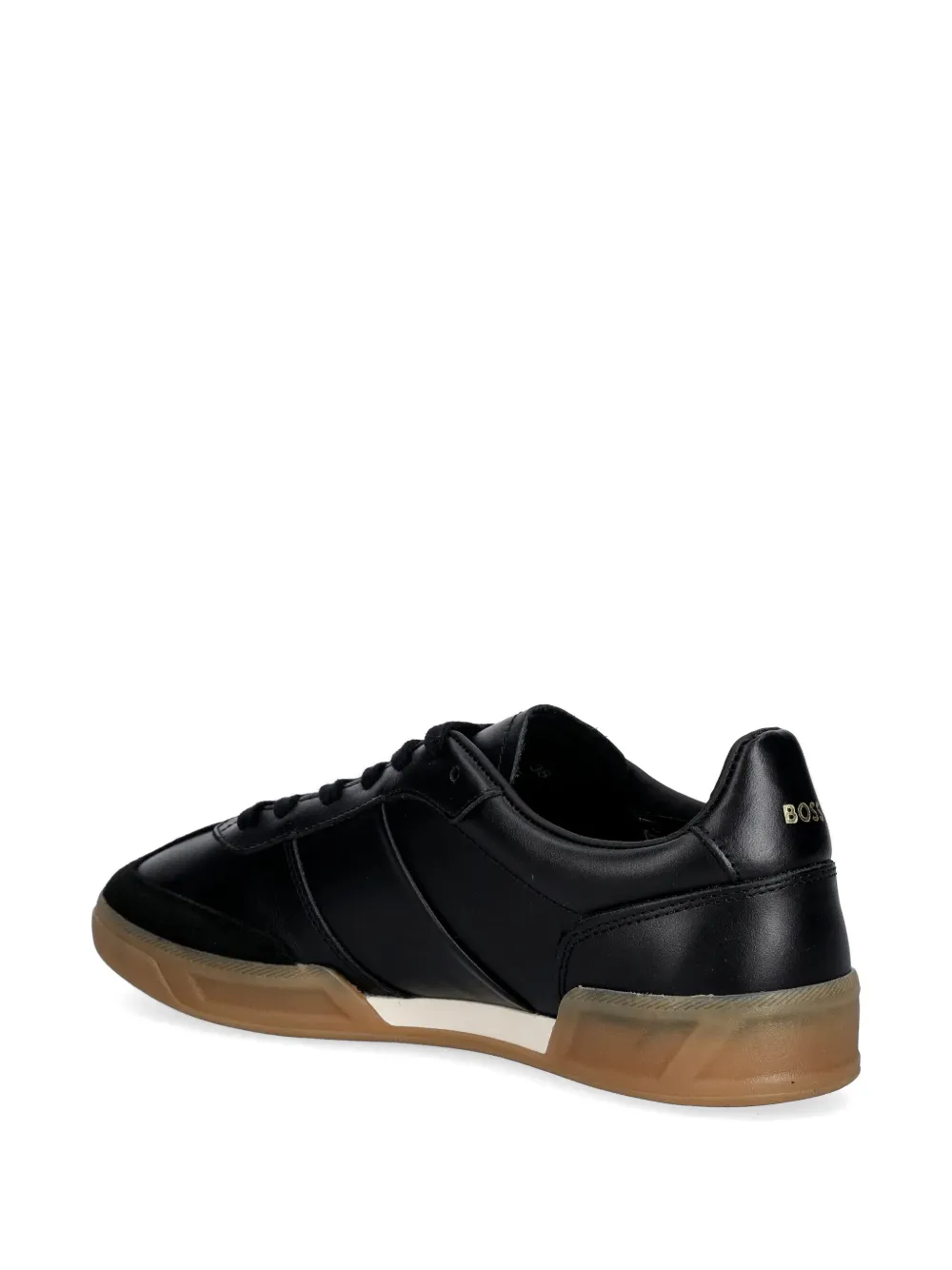 BOSS Brenta suède sneakers met vlakken Zwart