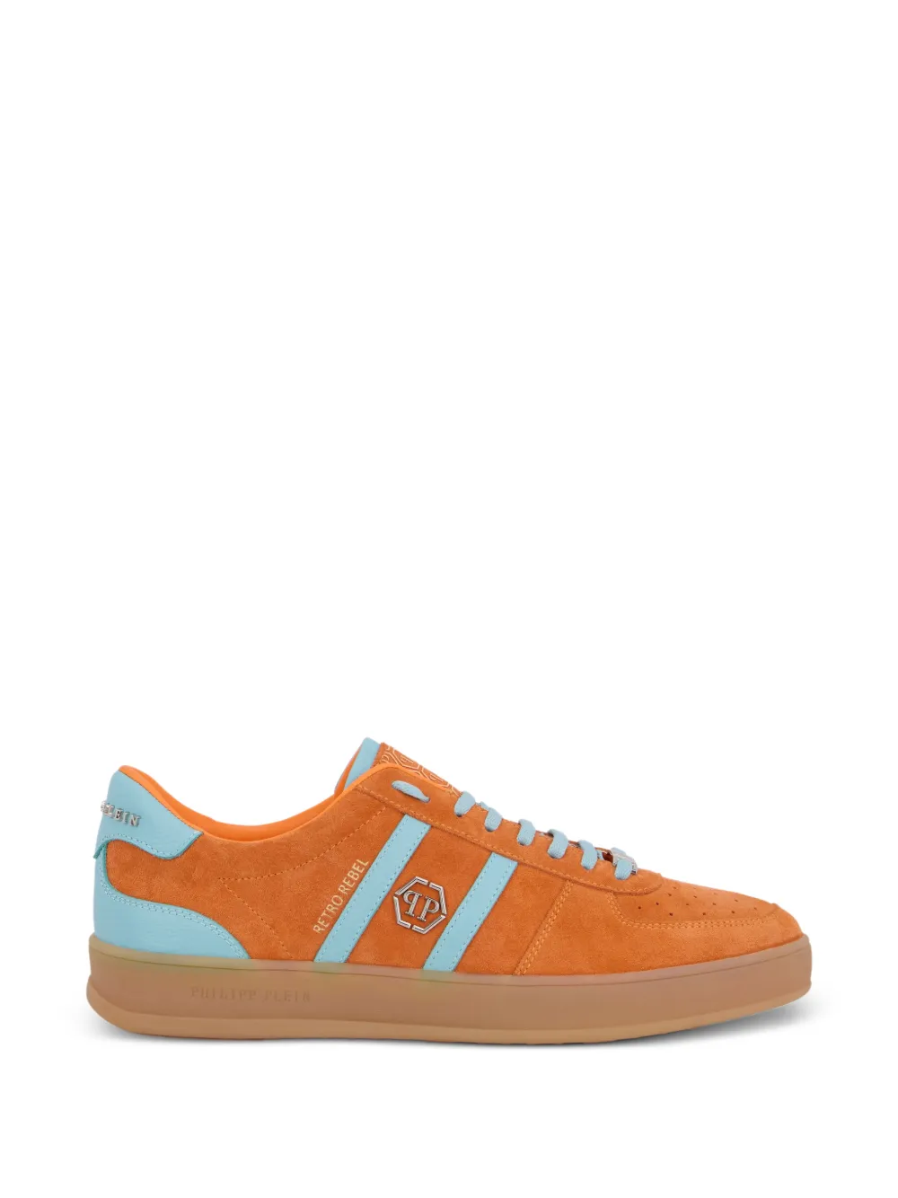 Philipp Plein Sneakers a righe in pelle scamosciata - Arancione